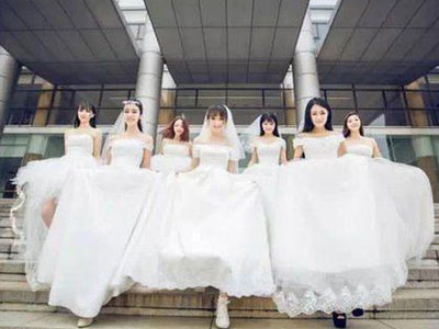 廣外美女播音系畢業照 穿婚紗氣質迷人