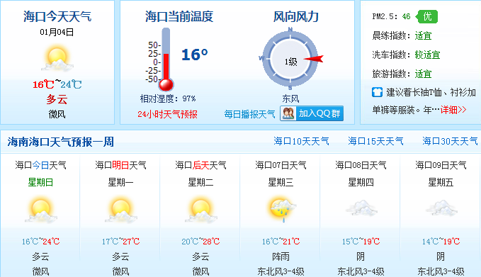 海口今日氣溫16℃~24℃ 發布大霧橙色預警