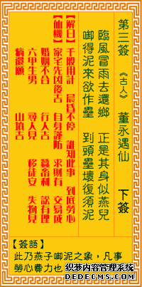 觀音靈簽第三簽:董永遇仙詳解1
