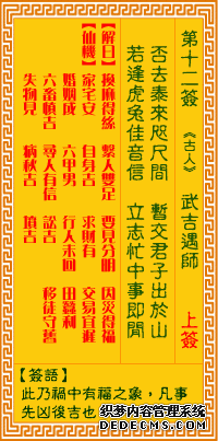 觀音靈簽第十二簽:武吉遇師詳解1