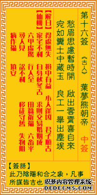 觀音靈簽第十六簽：葉夢熊朝帝詳解1