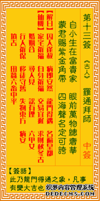 觀音靈簽第十三簽:羅通拜師詳解1