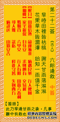 觀音靈簽第二十二簽：六郎逢救詳解1