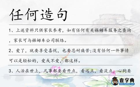 任何造句