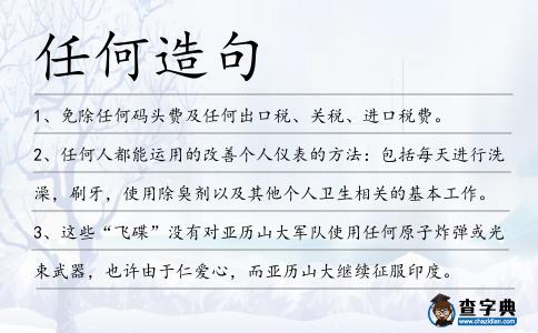 任何造句
