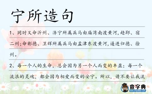 寧所造句
