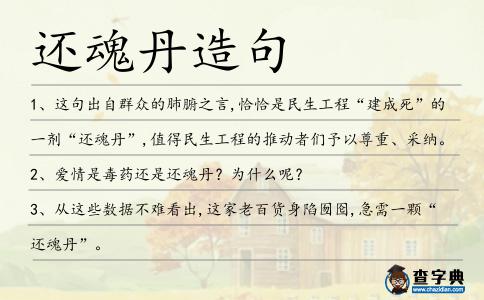 還魂丹造句
