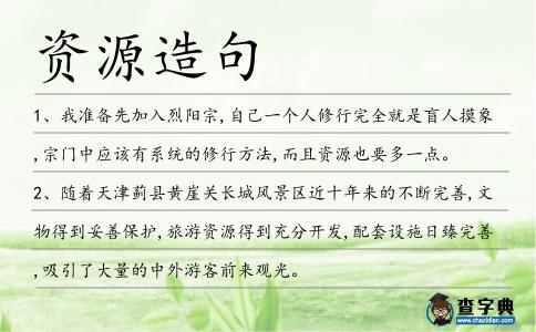 資源造句
