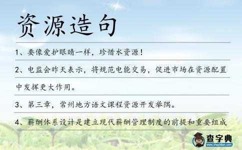 資源造句
