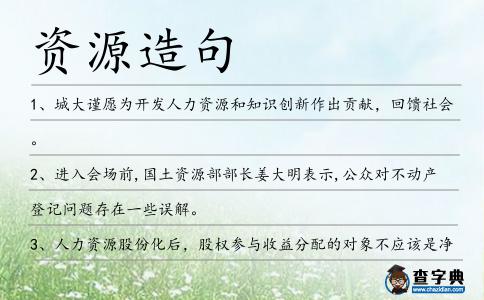資源造句