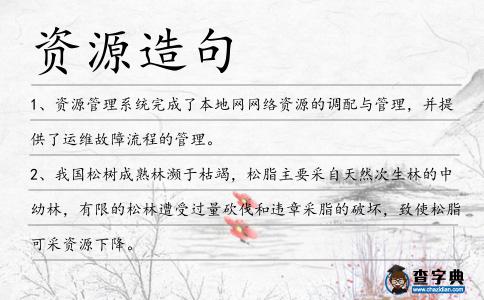資源造句