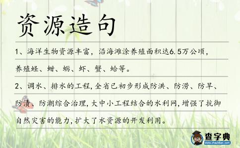 資源造句