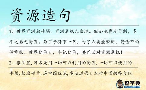 資源造句