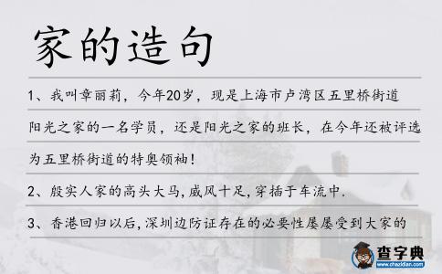 家的造句