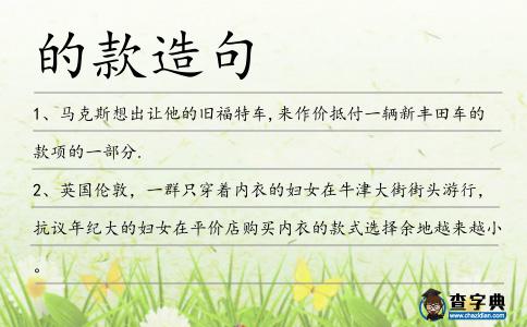 的款造句