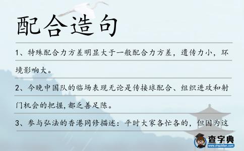 配合造句