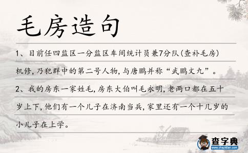 毛房造句