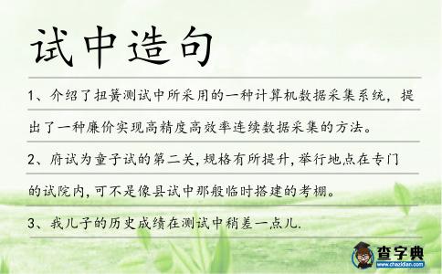 試中造句