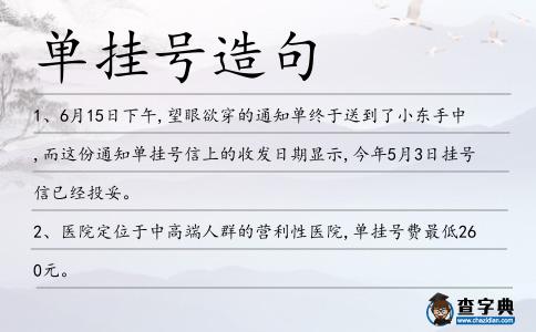 單掛號造句