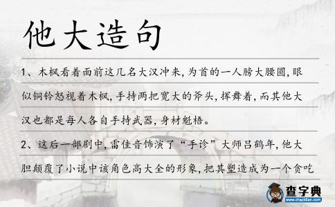 他大造句
