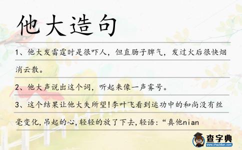 他大造句
