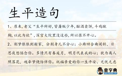 生平造句