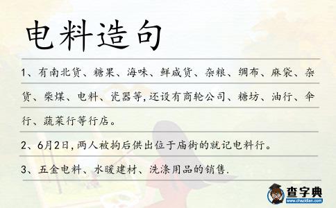 電料造句