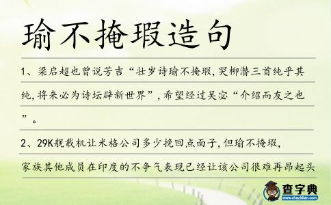 瑜不掩瑕造句