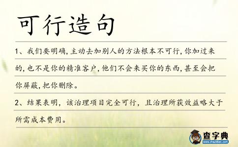 可行造句