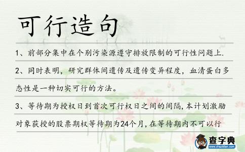 可行造句