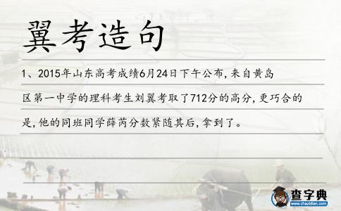 翼考造句