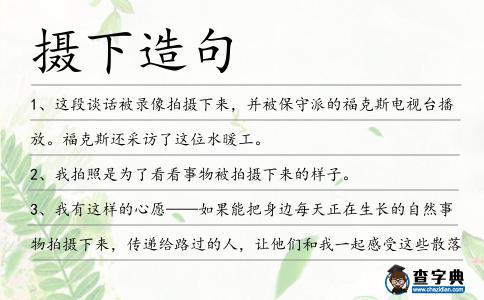 攝下造句