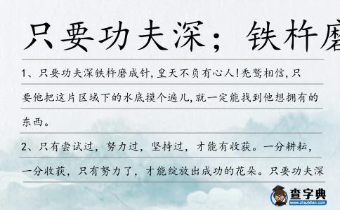 只要功夫深；鐵杵磨成針造句