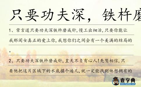 只要功夫深,鐵杵磨成造句