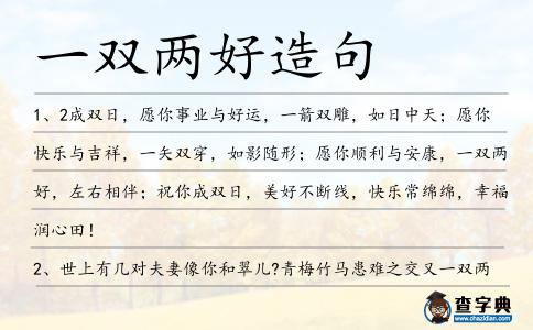 一雙兩好造句