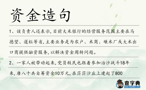 資金造句