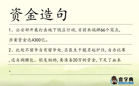 資金造句