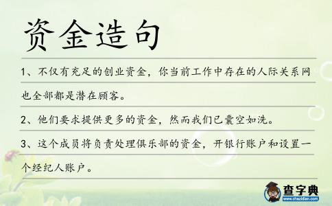 資金造句