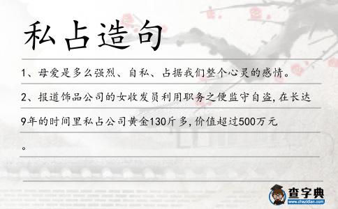 私占造句