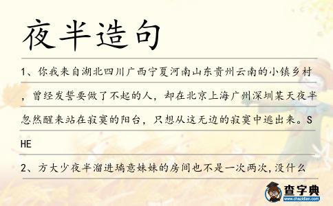 夜半造句