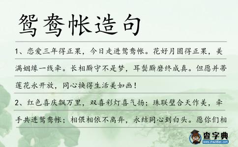 鴛鴦帳造句