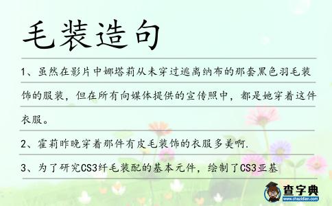 毛裝造句