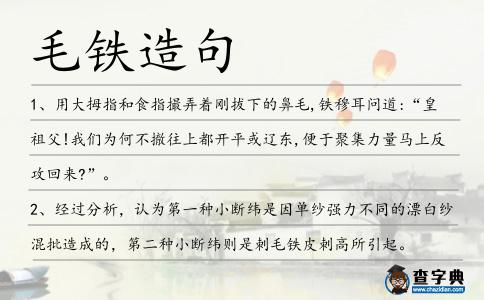 毛鐵造句