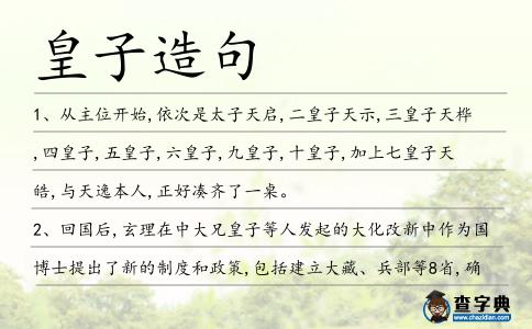 皇子造句