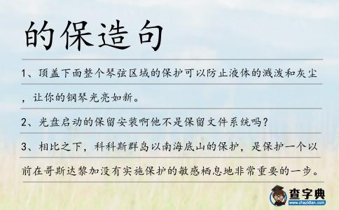 的保造句