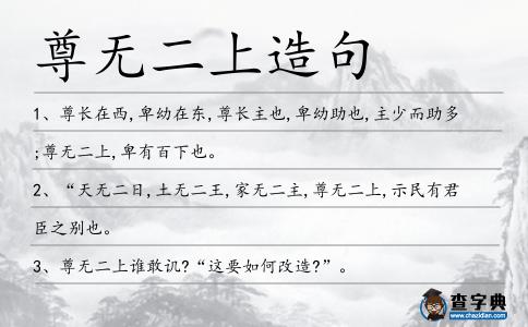 尊無二上造句