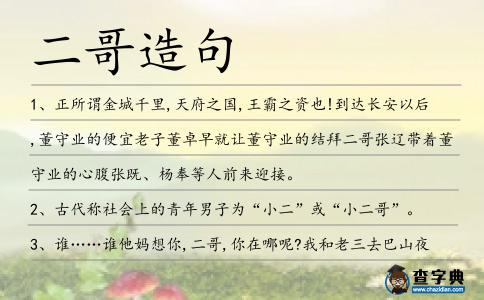 二哥造句