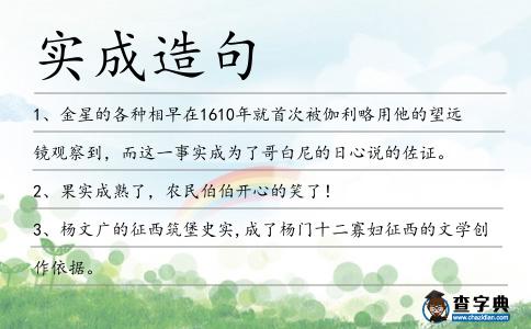 實(shí)成造句