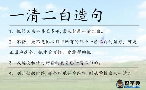 一清二白造句
