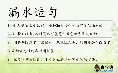 漏水造句